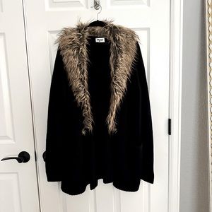 Show Me Your Mumu Faux Fur Collar Cardigan Sweater S
